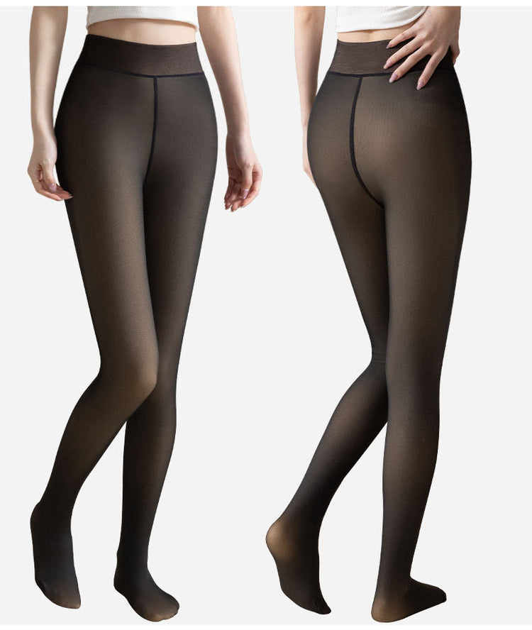 Veloura HeatVeil Thermal Tights in Black, front and back view